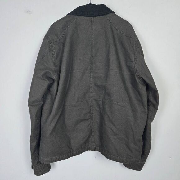 Old Navy Mens Button Up Canvas Chore Coat Sz Large Green Fleece Lined Barn Work - Picture 2 of 7